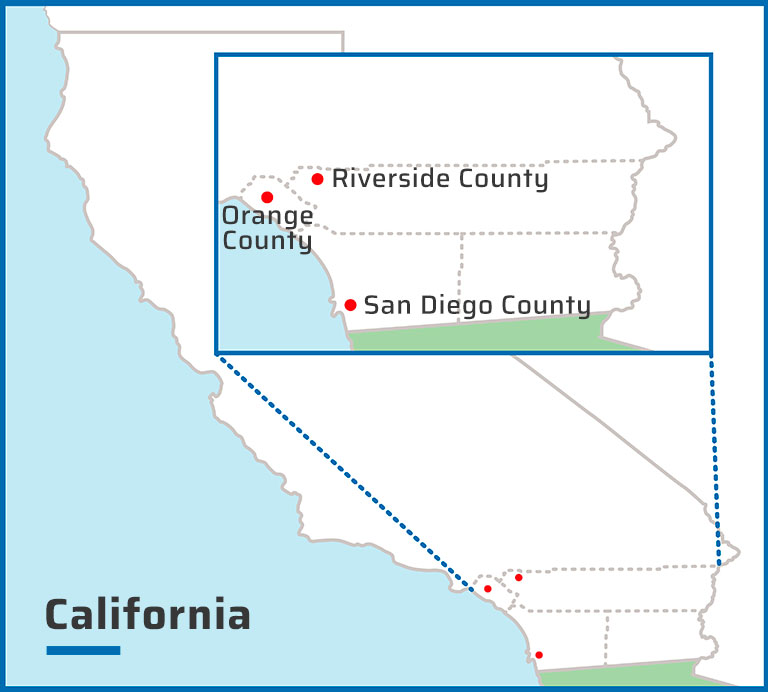 San Diego Riverside and Orange County Map Water Wise